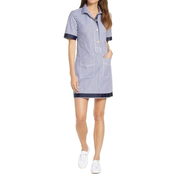 NWT 1901 Navy and White Striped Pullover Preppy Sailor Mini Dress  Size 2 - Picture 1 of 8